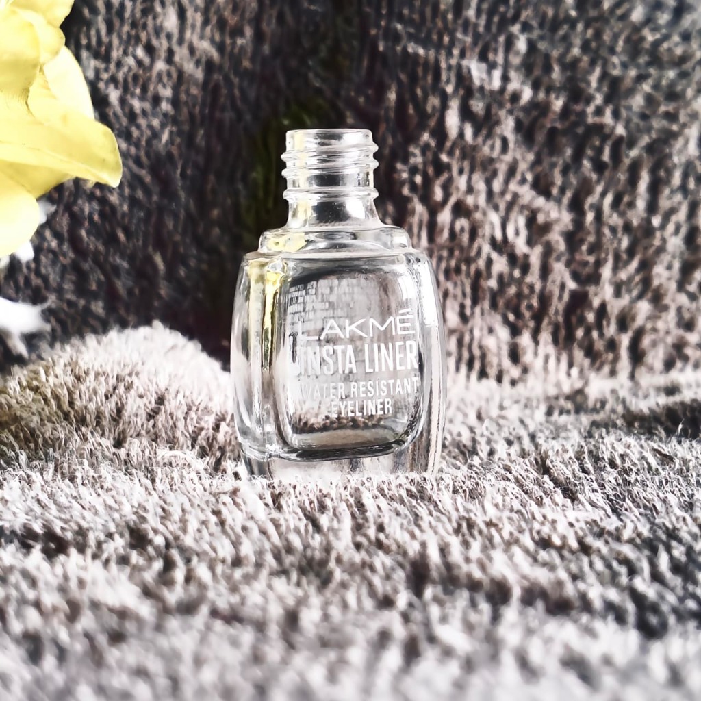 Lakme Insta liner eyeliner glass bottle with screen printed text